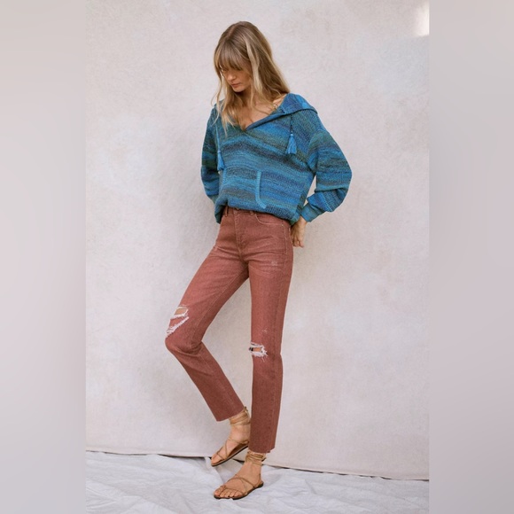 NWT Pilcro for Anthropologie The Vintage Straight Leg Jean-Washed Brown Rust 27 - Picture 6 of 16
